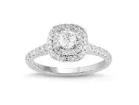 Bevilles Jewellery Love by Michelle Beville Halo Solitaire Ring with 0.70ct of Diamonds in 18ct White Gold - M offer