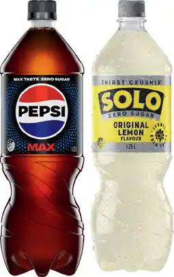 IGA Pepsi or Solo 1.25 Litre Selected Varieties offer