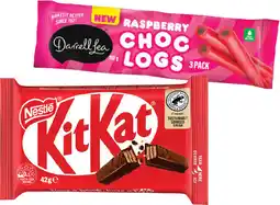 IGA Nestlé Medium Bars 35-50g or Darrell Lea Choc Logs 3 Pack Selected Varieties offer