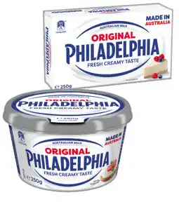IGA Philadelphia Cream Cheese Block or Spreadable Tub 250g Selected Varieties offer