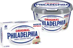 IGA Philadelphia Cream Cheese Spreadable Tub or Block 250g Selected Varieties offer