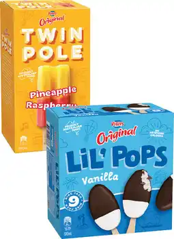IGA Peters Original Twin Pole 8 Pack or LiL’ Pops Ice Cream 9 Pack Selected Varieties offer