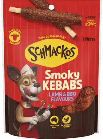 IGA Schmackos BBQ Kebabs Dog Treats 70‑90g Selected Varieties offer