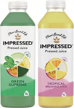IGA Impressed Pressed Juice Tropical, Green Supreme or Berry Bliss 1 Litre offer