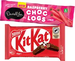 IGA Nestlé Medium Bars 35‑50g, Darrell Lea Choc Logs 3 Pack or Smarties 50g Selected Varieties offer