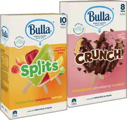 IGA Bulla Ice Cream Sticks 8-14 Pack or Splits with Sorbet 1 Litre Selected Varieties offer