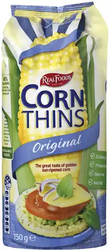 IGA Real Foods Corn Thins or Rice Thins 125-150g Selected Varieties offer