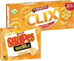 IGA Arnott’s Shapes 130‑190g, Clix 250g or Jatz 225g Selected Varieties offer