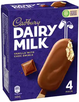 IGA Cadbury Ice Cream Sticks 4‑6 Pack Selected Varieties offer