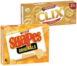 IGA Arnottʼs Shapes 120-190g, Clix 250g or Savoy 225g Selected Varieties offer