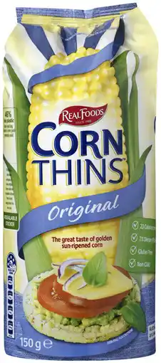 IGA Real Foods Corn Thins or Rice Thins 150g Selected Varieties offer