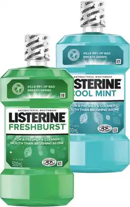 IGA Listerine Mouthwash Fresher & Cleaner Selected Varieties offer