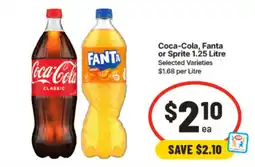 IGA Coca-Cola, Fanta or Sprite 1.25 Litre offer