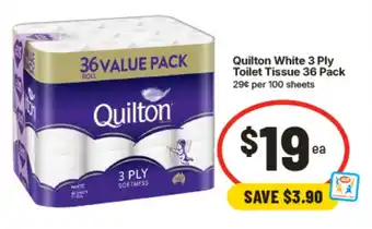 Quilton White 3 Ply Toilet Tissue