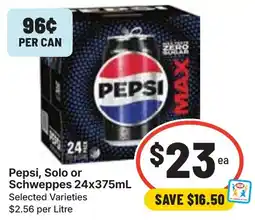 Ritchies Pepsi Solo or Schweppes offer