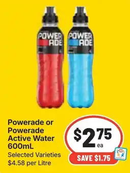 Ritchies Powerade or Powerade Active Water offer