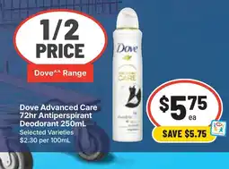 Ritchies Dove advanced care deodorant offer