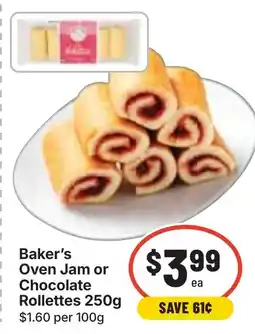 Ritchies Baker's oven jam or chocolate rollettes offer