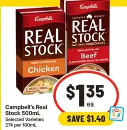 IGA Campbell's Real Stock 500mL Selected Varieties offer