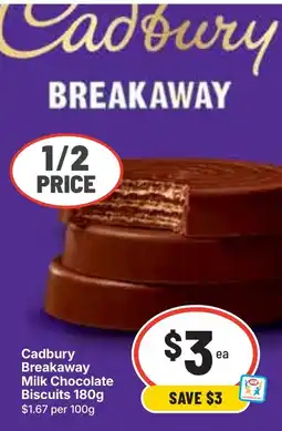 Ritchies Cadbury Breakaway Milk Chocolate Biscuits offer