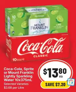 Ritchies Coca-Cola, Sprite or Mount Franklin Lightly Sparkling Water offer