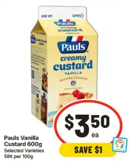 IGA Pauls Vanilla Custard offer
