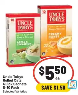 Ritchies Uncle Tobys Rolled Oats Quick Sachets offer