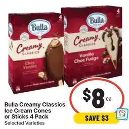 Ritchies Bulla Creamy Classics Ice Cream Cones or Sticks offer