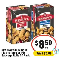 Ritchies Mrs Mac's Mini Beef Pies or Mini Sausage Rolls offer