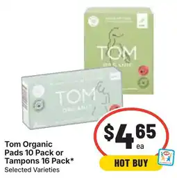 Ritchies Tom Organic Pads or Tampons offer
