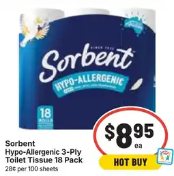 Ritchies Sorbent Hypo-Allergenic 3-Ply Toilet Tissue offer