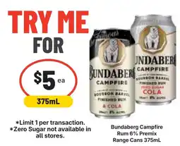 Ritchies Bundaberg Campfire Rum 6% Premix Range Cans offer