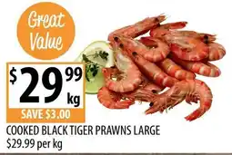 Supabarn Cooked Black Tiger Prawns Large offer