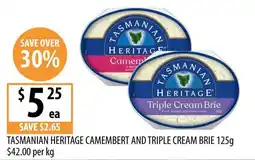 Supabarn Tasmanian Heritage Camembert and Triple Cream Brie offer