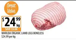 Supabarn Warilba Organic Lamb Legs Boneless offer