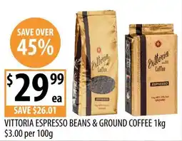 Supabarn Vittoria Espresso Beans & Ground Coffee offer