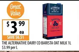 Supabarn The Alternative Dairy Co Barista Oat Milk offer