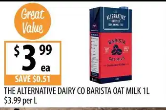 Supabarn The Alternative Dairy Co Barista Oat Milk offer