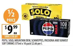 Supabarn Pepsi Solo Mountain Dew Schweppes Passiona and Sunkist Soft Drinks offer