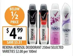 Supabarn Rexona Aerosol Deodorant offer