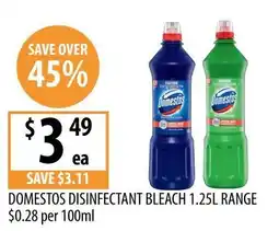 Supabarn Domestos Disinfectant Bleach 1.25L Range offer