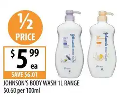 Supabarn Johnson's Body Wash 1L Range offer
