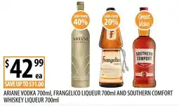 Supabarn Ariane Vodka, Frangelico Liqueur, Southern Comfort Whiskey Liqueur offer