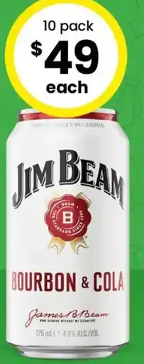 The Bottle O Jim Beam Bourbon & Cola offer