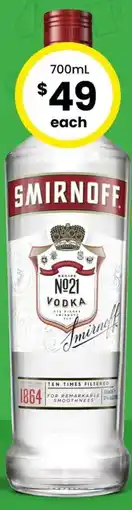 The Bottle O Smirnoff No21 Vodka offer