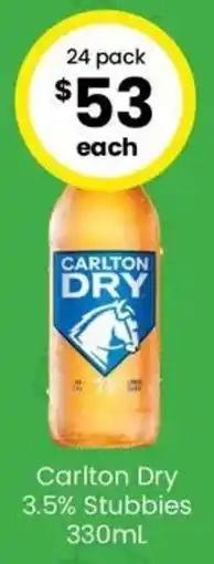 The Bottle O Carlton Dry 3.5% Stubbies offer