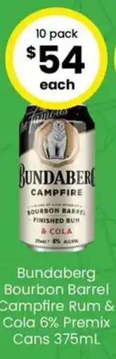 The Bottle O Bundaberg Bourbon Barrel Campfire Rum & Cola Premix offer