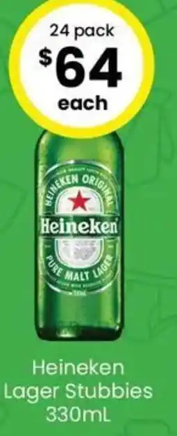 Heineken Lager Stubbies