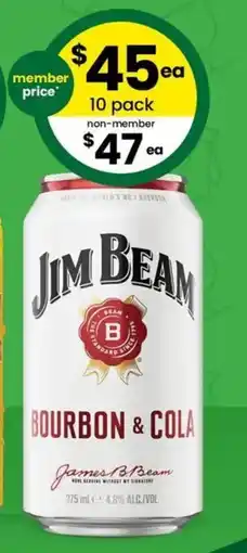 The Bottle O Jim Beam Bourbon & Cola offer