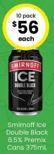 The Bottle O Smirnoff Ice Double Black 6.5% Premix Cans offer